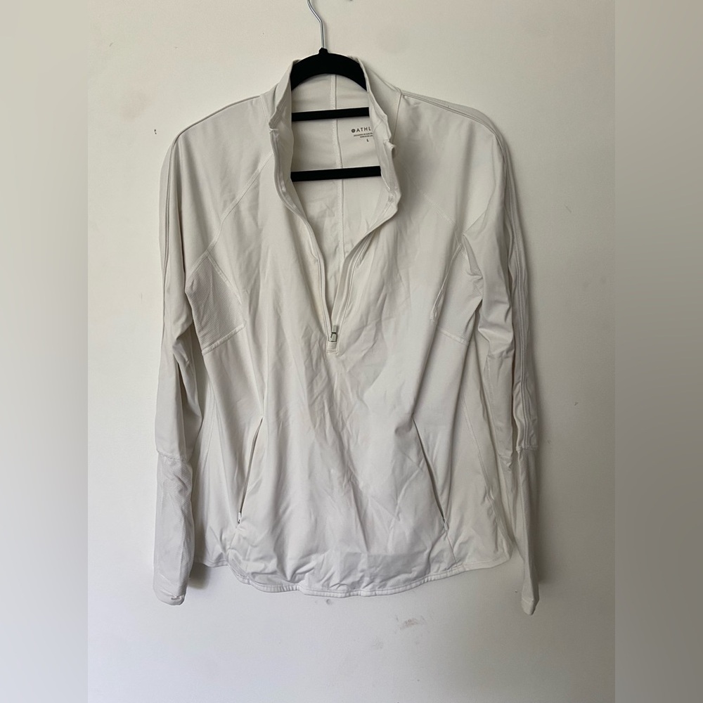 ATHLETA Large Zip Up Jacket White
